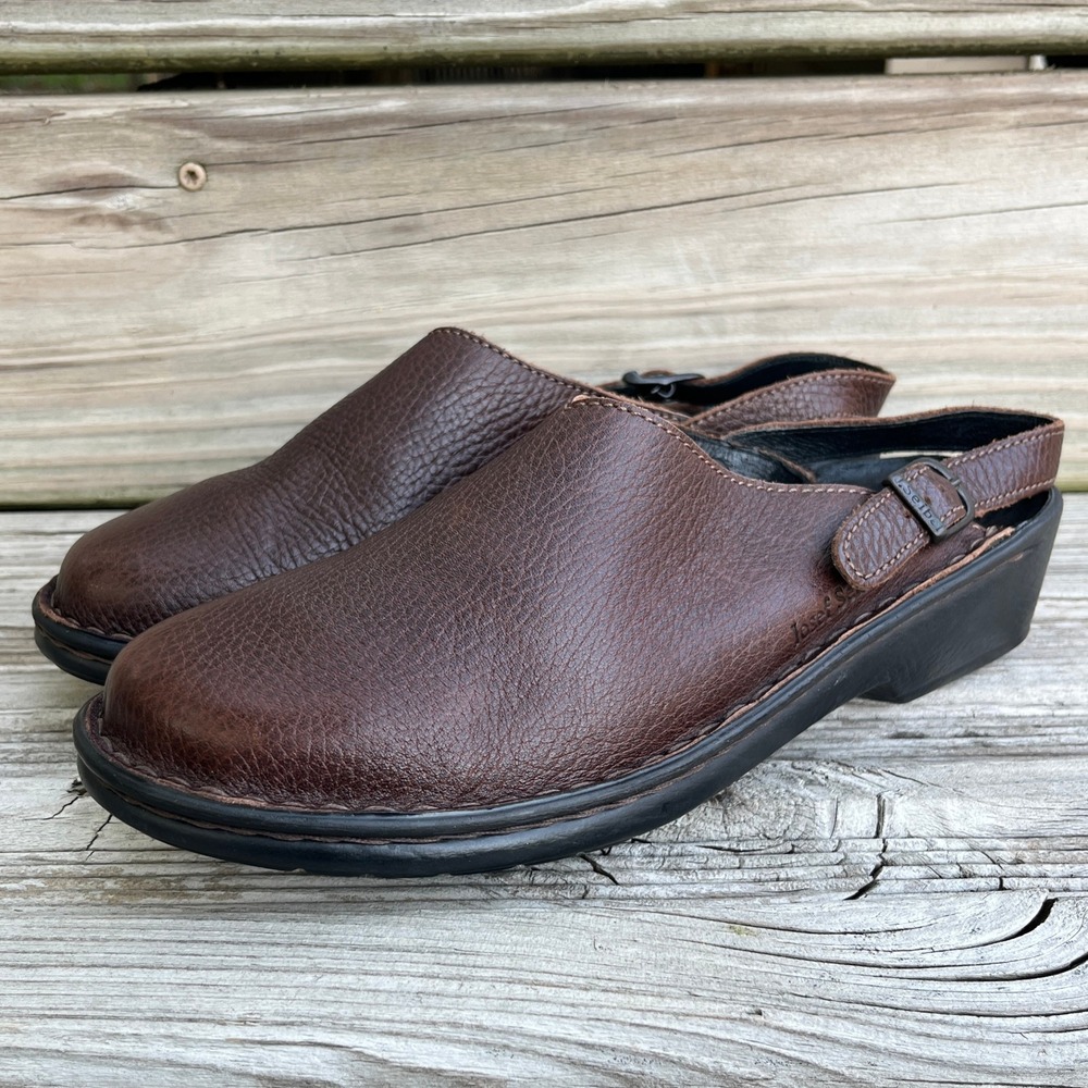 Josef Seibel Womens Air Massage Brown Leather Slingback Clogs Mules 40 9 / 9.5
